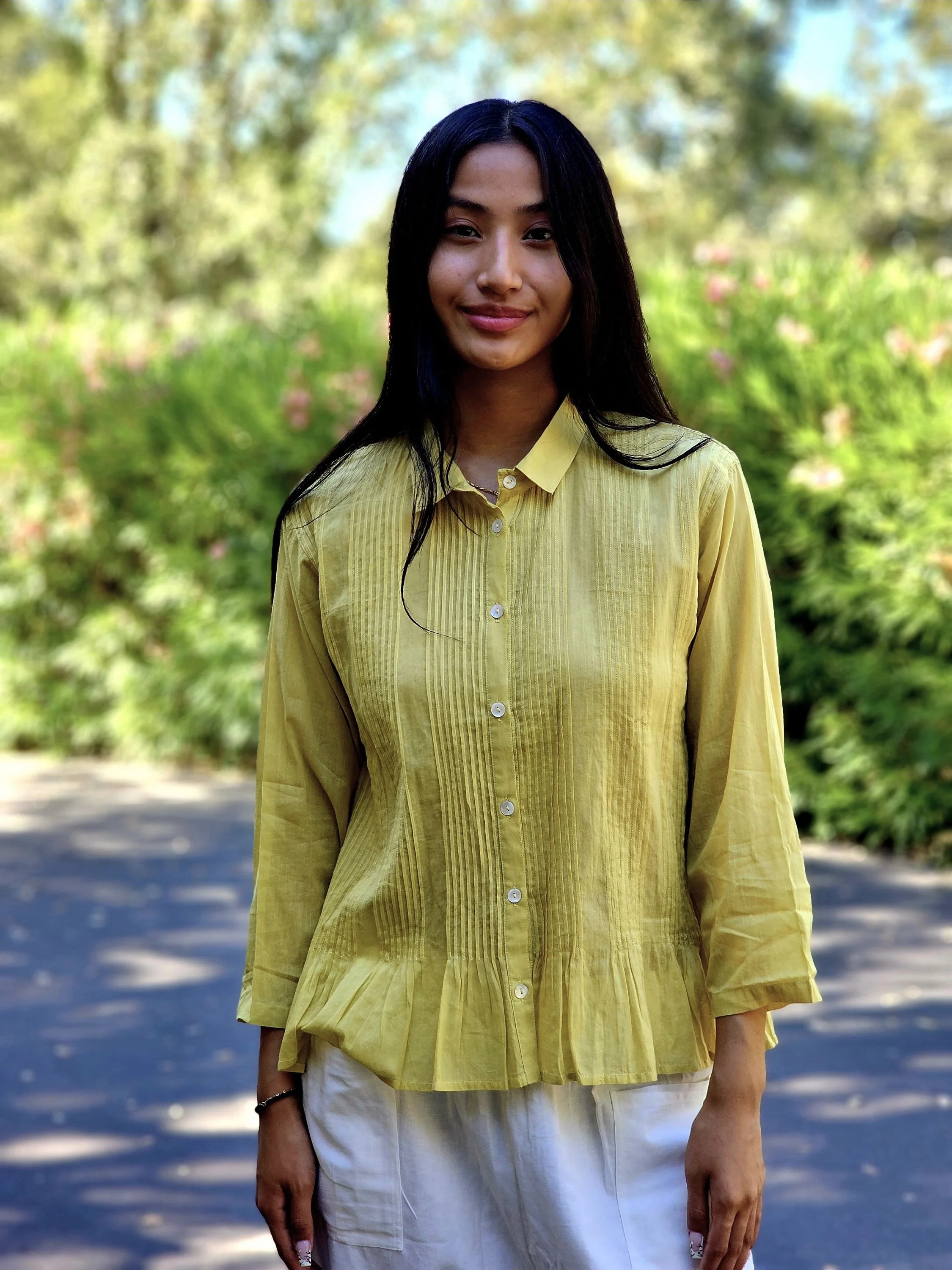 AR25-15 - Pintux Jacket With Hem Gather - Lemon — Yaza
